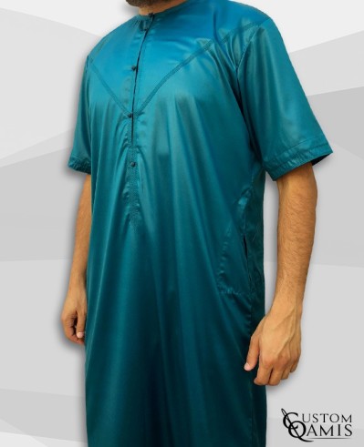 Qamis Emirati Custom Qamis Vert Bleuté